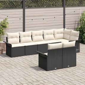 Conjunto de Sofás de Jardim de 8 Peças com Almofadas Preto Rattan Poli