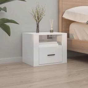 vidaXL Mesa de cabeceira de parede 50x36x40 cm branco brilhante