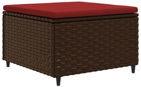 8 pcs conjunto lounge de jardim c/ almofadões vime PE castanho