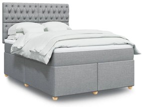 vidaXL Cama com molas/colchão 160x200 cm tecido cinzento-claro