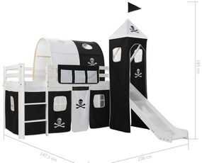 Estrutura de cama infantil c/ escorrega e escada pinho 97x208cm