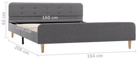 Estrutura de cama em tecido 160x200 cm cinzento-claro