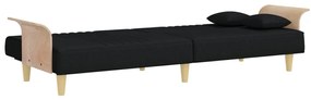 Sofá-cama com apoio de braços tecido preto