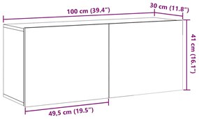 Móvel de parede para TV 100x30x41 cm madeira velha
