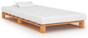 Estrutura de cama em paletes pinho maciço 90x200 castanho
