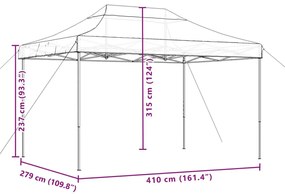 Tenda para festas pop-up dobrável 410x279x315 cm bordô