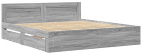 Estrutura de cama c/ cabeceira derivados madeira cinza sonoma