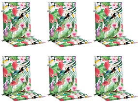 Almofadões para cadeira de encosto baixo 6 pcs tecido multicor
