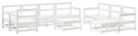 10pcs conjunto lounge jardim c/almofadões madeira maciça branco