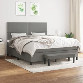 vidaXL Cama com molas/colchão 180x200 cm tecido cinzento-escuro