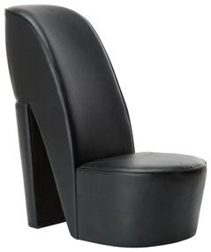 Cadeira estilo sapato de salto alto couro artificial preto