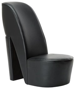 vidaXL Cadeira estilo sapato de salto alto couro artificial preto