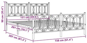 Estrutura de cama com cabeceira e pés 150x200 cm metal branco