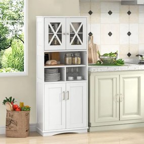 Armário multifuncional de casa de banho ou cozinha 60 x 30 x 145 cm com portas e 3 cubos e com estantes ajustáveis Branco