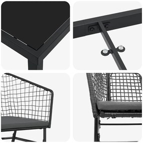 Conjunto de Jantar para Jardim de 5 Peças da com Almofadas Pretas em P