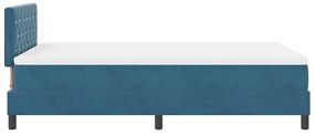 Cama Box Spring vidaXL com Colchão Azul Escuro Casal Pequeno Veludo