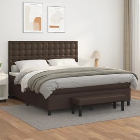 vidaXL Cama com molas/colchão 160x200 cm couro artificial castanho