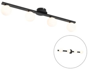 Candeeiro de teto moderno preto IP44 4 luzes - Cederic Moderno