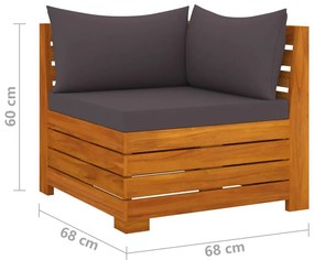 4 pcs conj. lounge jardim c/ almofadões madeira acácia maciça