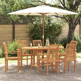 vidaXL Conjunto de Jantar para Jardim 7 pcs Castanho