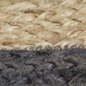 Tapete artesanal em juta com rebordo cinzento escuro 180 cm