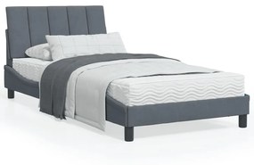 vidaXL Estrutura de cama sem colchão 100x200 cm veludo cinzento-escuro