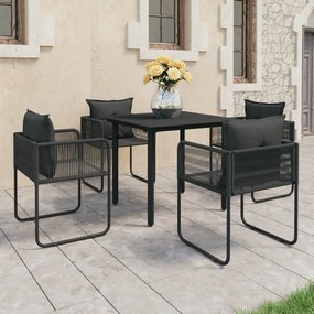 vidaXL 5 pcs conjunto de jantar para jardim vime de PVC preto