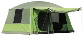 Outsunny Tenda de Campismo Familiar para 4-8 Pessoas Tenda de Campismo Portátil Impermeável com Bolsa de Transporte Rede Mosquiteira e Proteção Solar 410x-310x225cm Verde