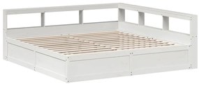 Cama com estante sem colchão 200x200 cm pinho maciço branco