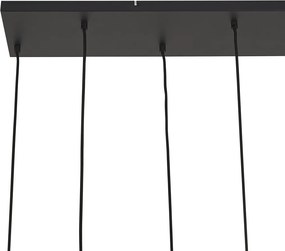 Candeeiro suspenso Art Deco preto com vidro fumado 8 luzes - Hanne