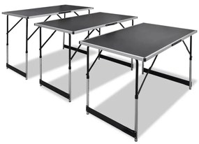 vidaXL Conjunto mesas de campismo 3 pcs desdobráveis altura ajustável