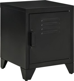 HOMCOM Mesa de cabeceira, mesa lateral com prateleira ajustável, porta, armário para quarto, sala de estar, metal, preto, 50 x 40 x 47,5 cm | Aosom Portugal