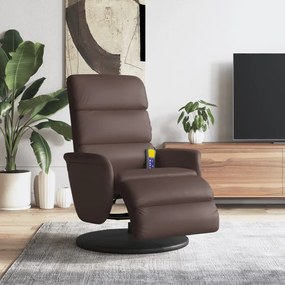 vidaXL Poltrona massagens recl. c/ apoio pés couro artificial castanho