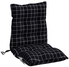 Almofadões cadeira encosto baixo 4 pcs oxford xadrez preto