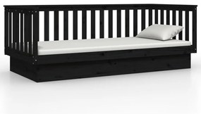 Sofá-cama 100x200 cm madeira de pinho maciça preto