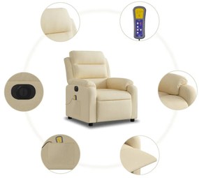 Poltrona de massagens reclinável elétrica tecido creme