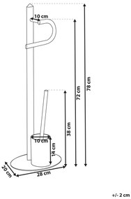 Suporte autónomo de papel higiénico e escova em metal prateado SARTO Beliani