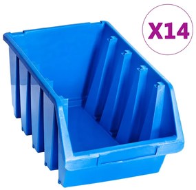 Caixas de arrumação empilháveis 14 pcs plástico azul