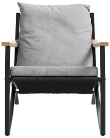 5 pcs conjunto mobiliário de varanda com almofadões aço preto