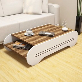Mesa de Centro Cool – Nogueira e Branco – 120x30x63,6 cm