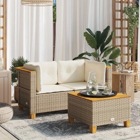 vidaXL Sofás de canto para jardim com almofadões 2 pcs vime PE bege