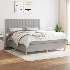 vidaXL Cama com molas/colchão 180x200 cm tecido cinzento-claro