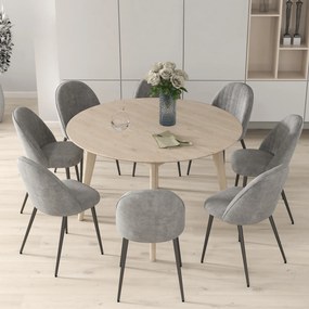 Conjunto de 8 Cadeiras de Sala de Jantar Modernas (MESA NÃO INCLUIDA) Cadeiras Estofadas em Veludo com Encosto Alto 50x52x83 cm Cinza