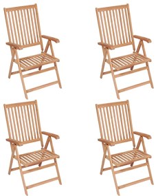 vidaXL Cadeiras de jardim reclináveis 4 pcs madeira de teca maciça