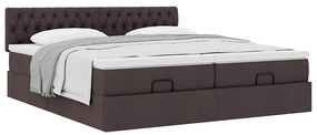 Estrutura de cama otomana com colchões tecido castanho escuro