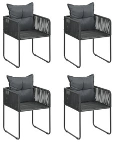 5 pcs conjunto de jantar para jardim vime de PVC preto