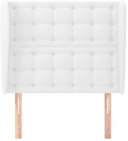 Cabeceira cama c/ abas couro artificial 103x23x118/128cm branco