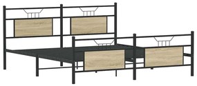 Estrutura de cama sem colchão 180x200cm metal carvalho sonoma