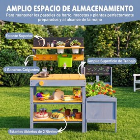 Cozinha Infantil de Brincar com Lava-Loiça e Floreira, 81 x 35 x 91,5 cm, Madeira de Abeto, Multicolor