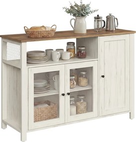 Armário de cozinha 33 x 110 x 75 cm com 3 portas em castanho mel e branco vintage